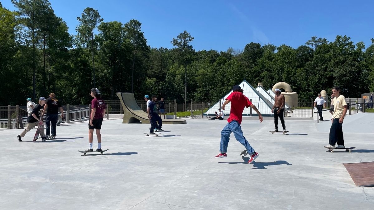 Photo courtesy of Virginia Beach Parks & Rec. Skaters try out the new Woodstock Park Skate Park on opening day, Wednesday, June 16.