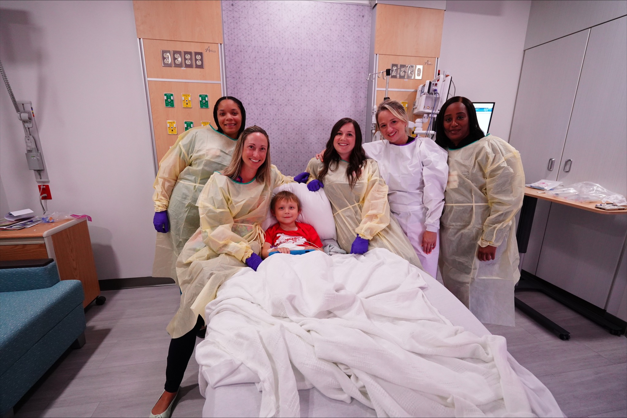 Five-year-old Karson gets prepped for an injection that doctors hope will help slow the progression of his muscular dystrophy. (Photo: Children's Hospital of The King's Daughters )