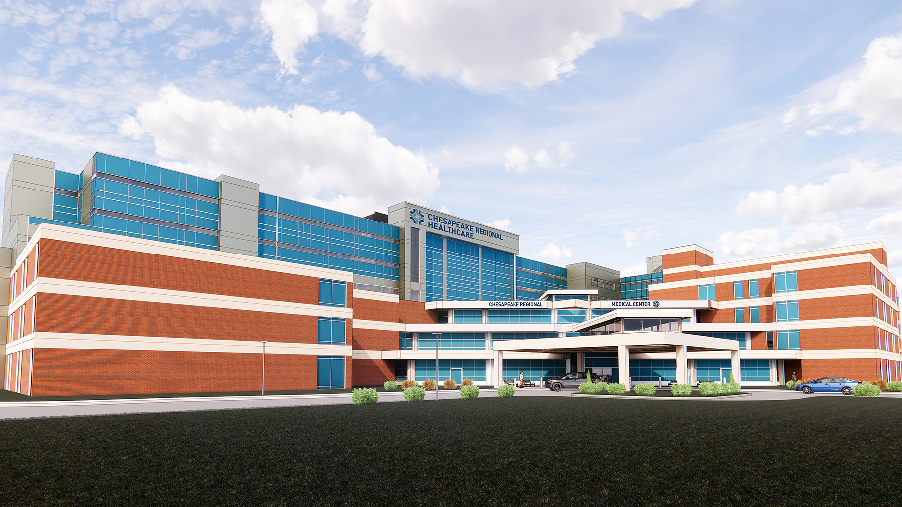Photo courtesy of Chesapeake Regional Healthcare. A rendering of what Chesapeake Regional Medical Center will look like when construction completes on a new critical care tower.