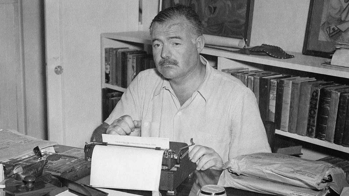 Ernest Hemingway at his home Cuba, late 1940s.