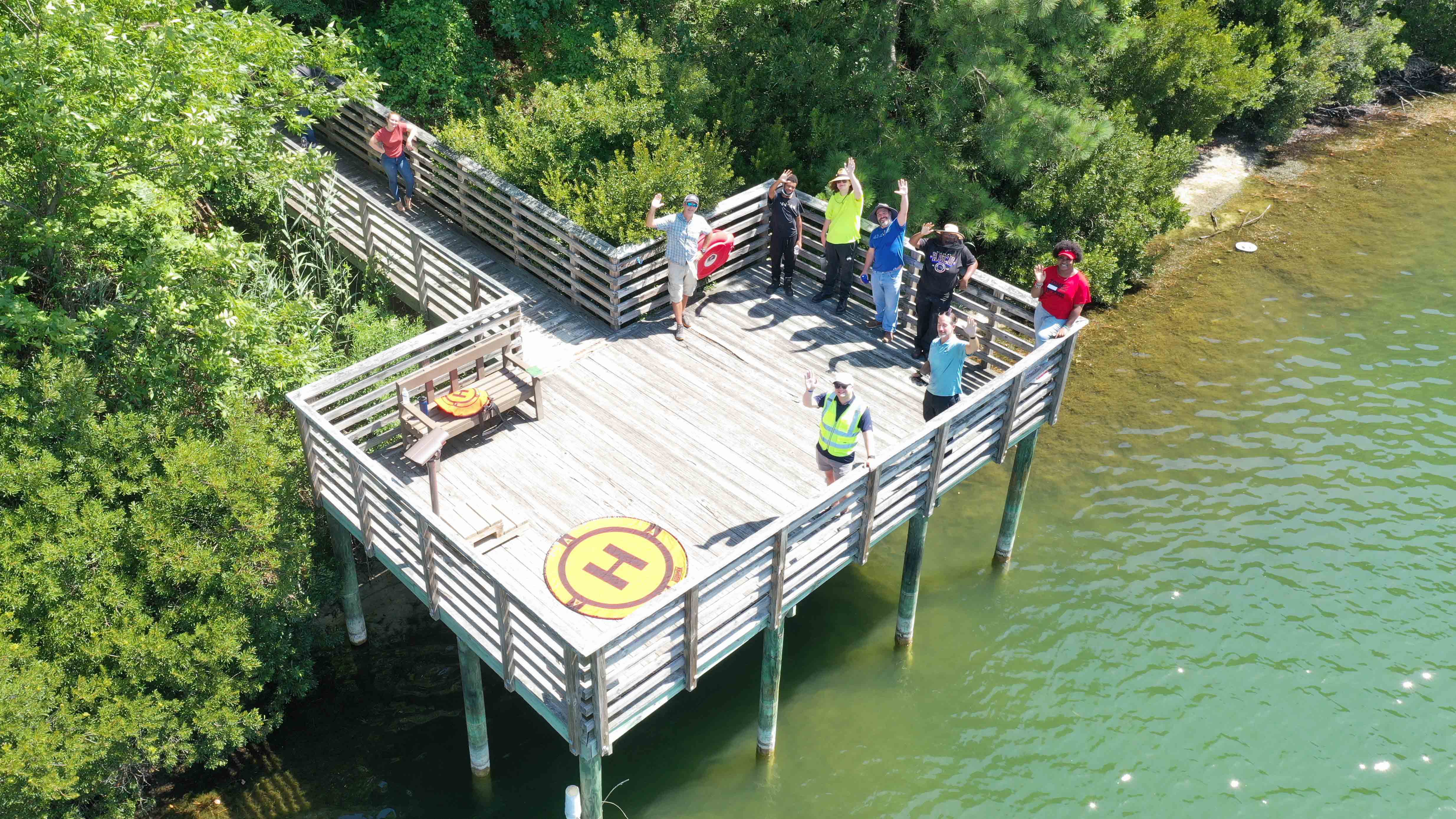 Photo courtesy of Old Dominion University. Students and staff of a STEM internship program run by the Hampton Roads Workforce Council and ODU’s Virginia Modeling, Analysis and Simulation Center at Lake Ballard in Portsmouth in summer 2022.