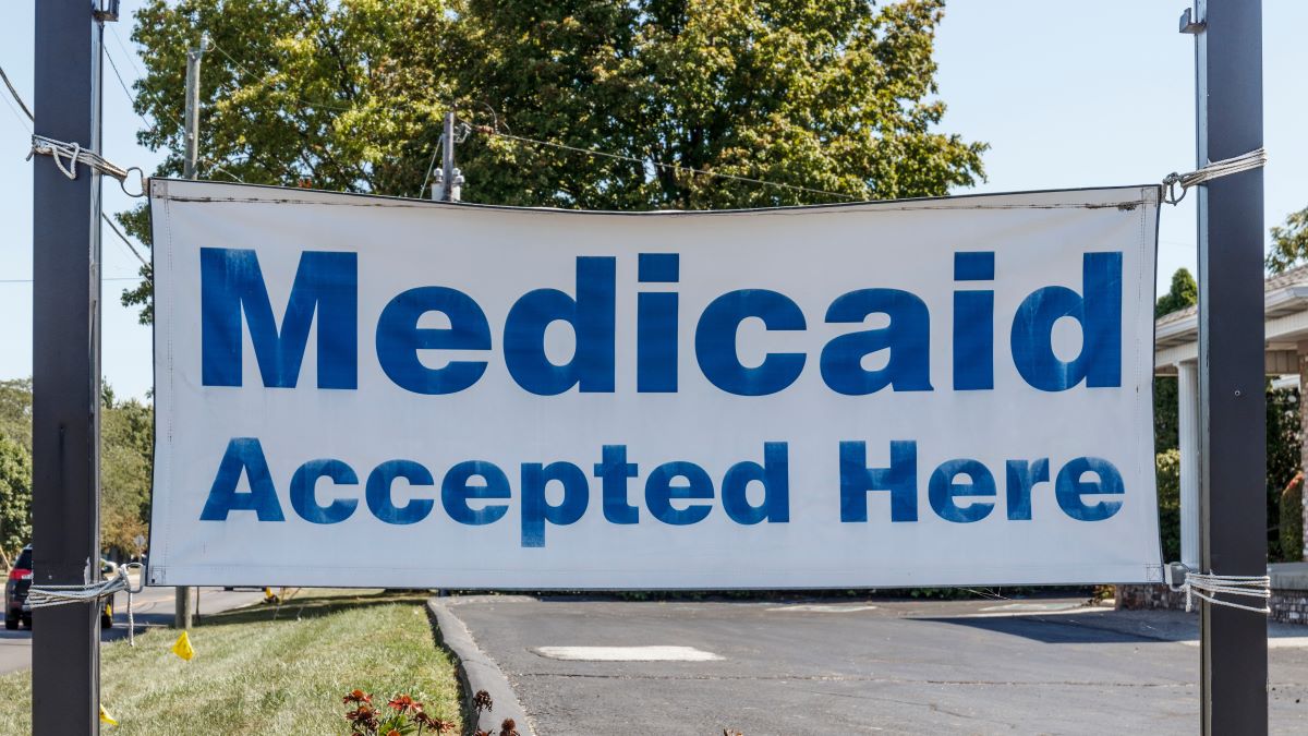 A sign reading "Medicaid accepted here."
