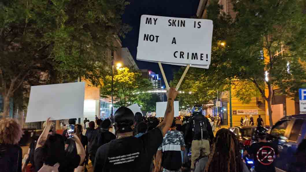 Photo by Rebecca Feldhaus Adams. Hampton Roads residents marched through downtown Norfolk on June 2. More marches in several cities have followed.