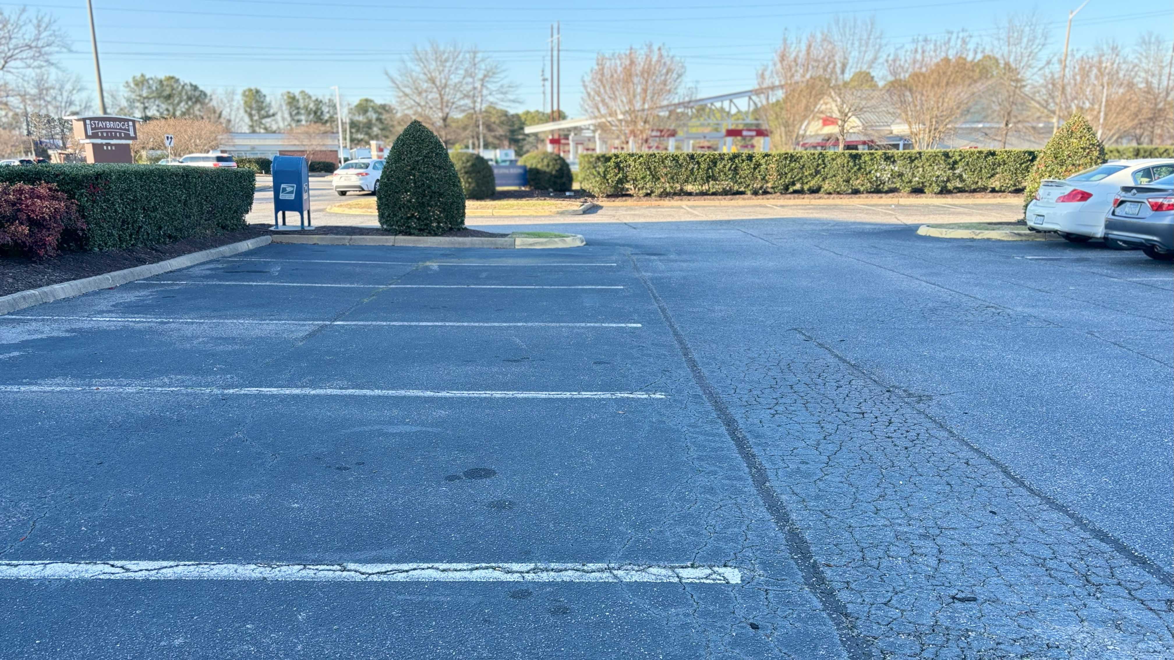 The parking lot at the Hampton Roads Planning District Commission in Chesapeake. (Photo by Katherine Hafner)