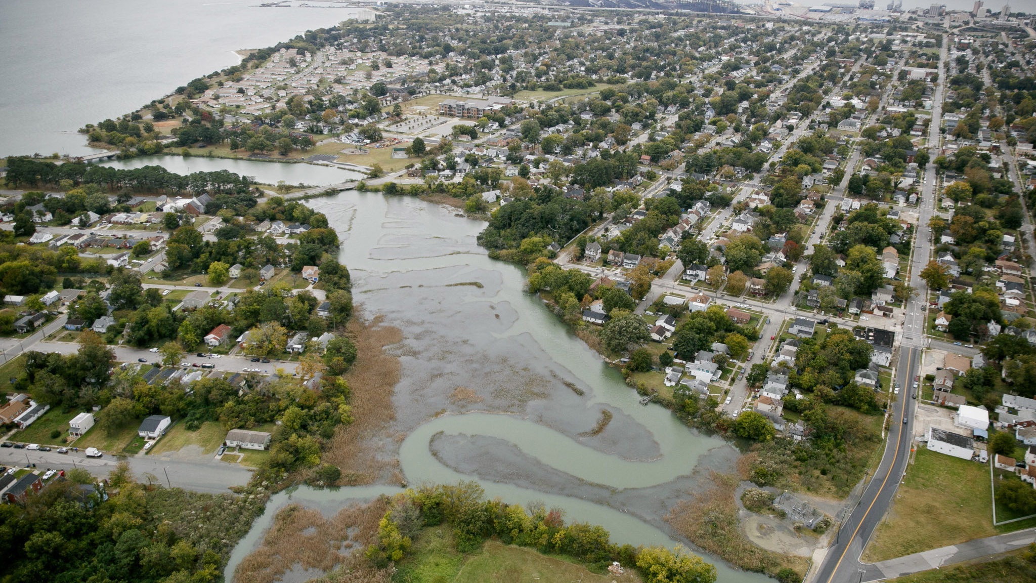 Salters Creek in Newport News during a King Tide in 2021. (Image: Kristen Zeis)